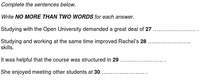 An example of a sentence completion question.